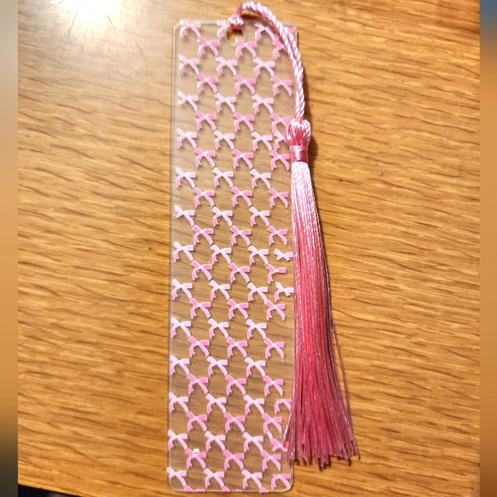 Pink Bow Bookmark with Tassel